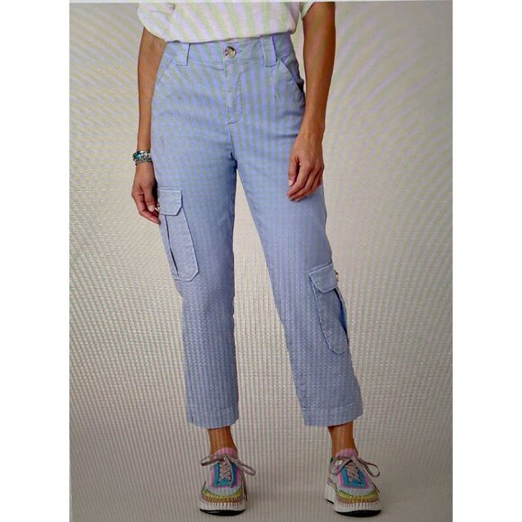 Democracy 10P Ab Solution Cargo Pants In Blue With Elastic Waistband Size 10P - Picture 1 of 14